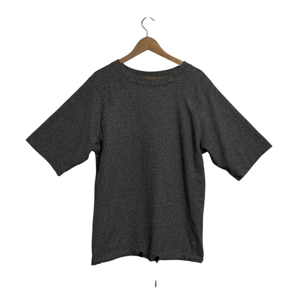 Lululemon Women Heathered Gray‎ Short Sleeve Sweatshirt Drawstring Hem Top Large